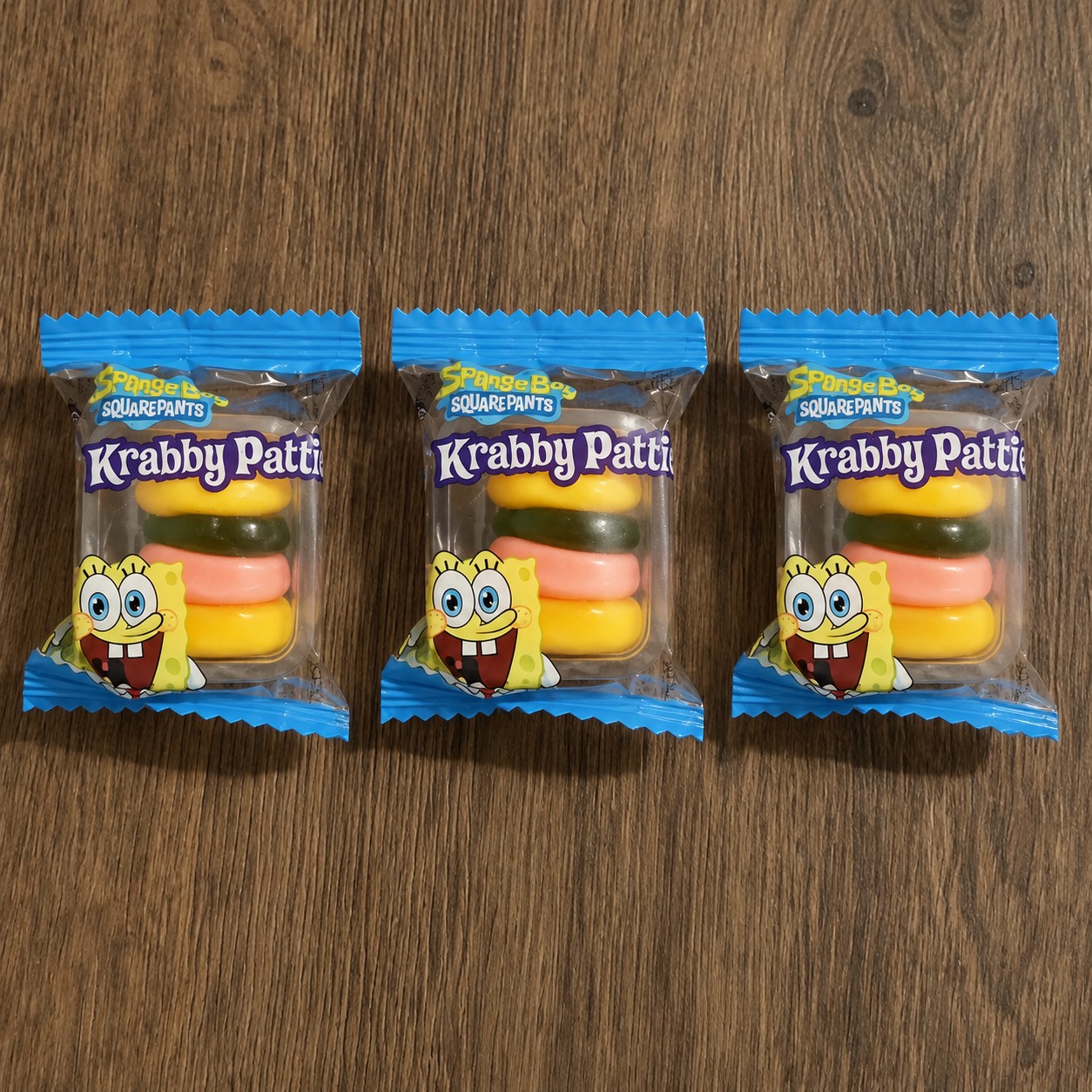 3 individually wrapped Krabby Patties